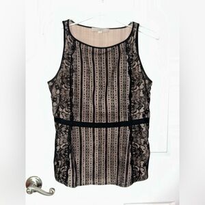 LOFT Sleeveless Black Lace Sleeveless Top size 4